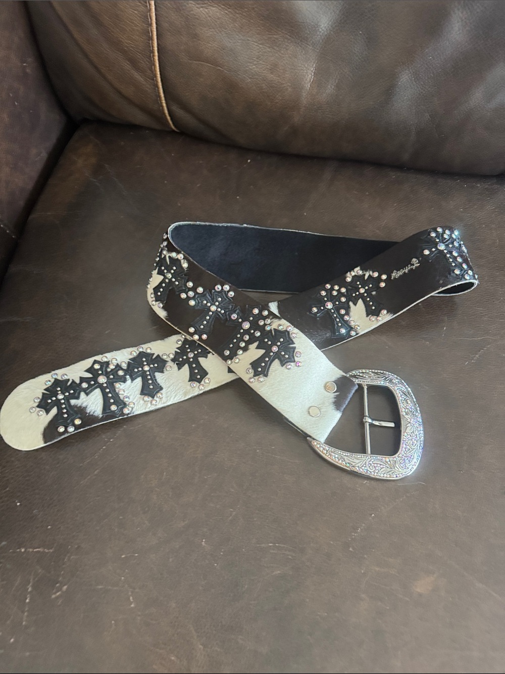 Kippys Black and Silver Cross Concho Belt